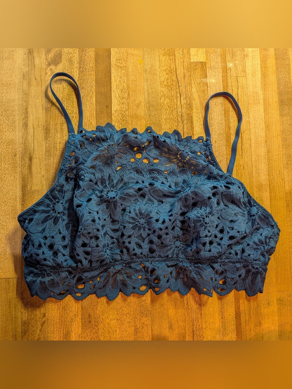 aerie Navy Blue Floral Lace Bralette Cami